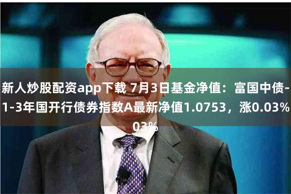 新人炒股配资app下载 7月3日基金净值：富国中债-1-3年国开行债券指数A最新净值1.0753，涨0.03%